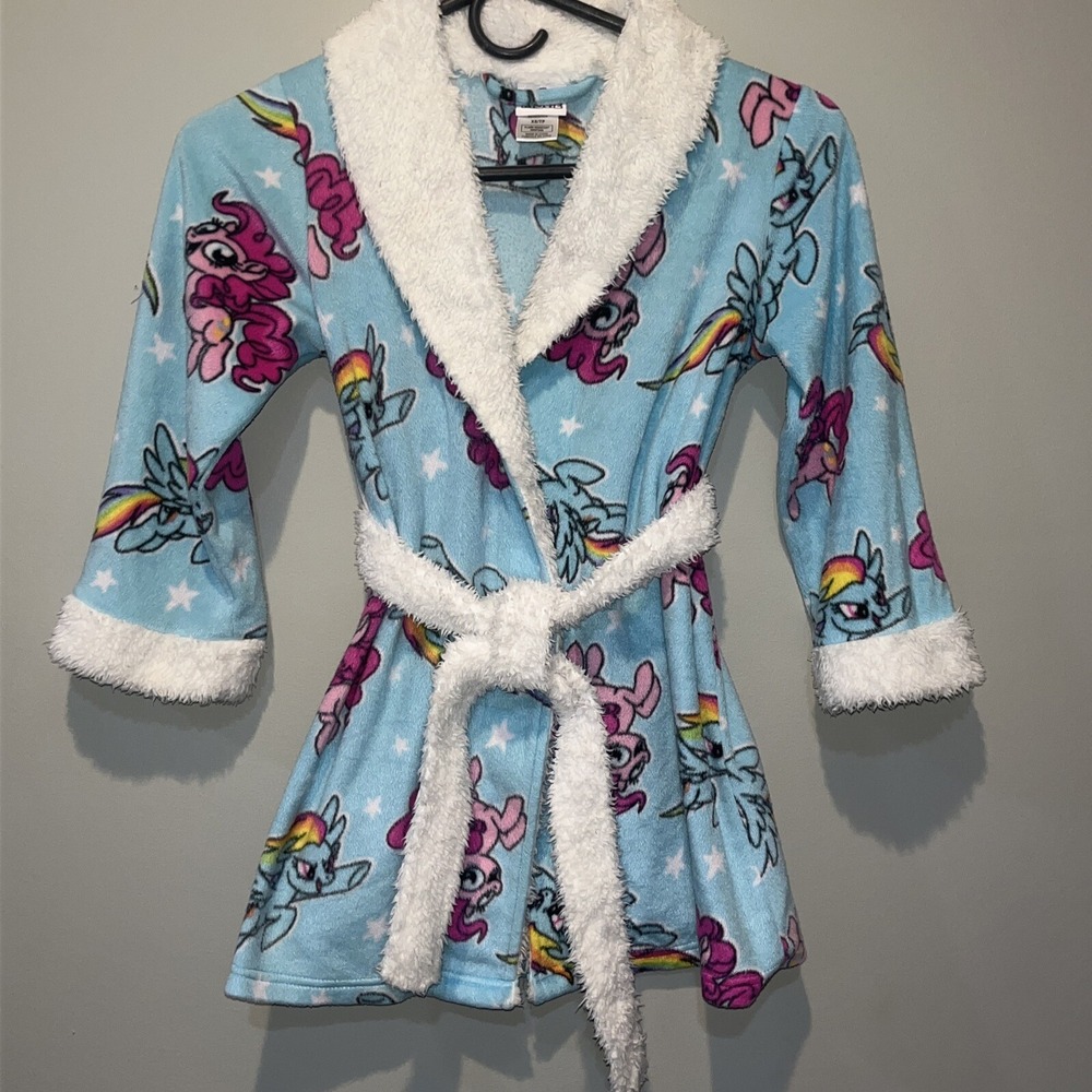 My Little PONY Bathrobe Girls Size XS Plush Bath Robe Rainbow